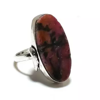 Rhodonite Gemstone Handmade 925 Sterling Silver Jewelry Ring Size 8.5 p0C67