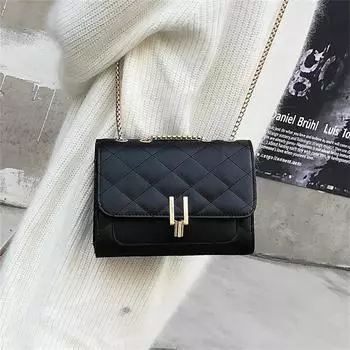 Ромбовидная сетка женские сумки через плечо дамская квадратная сумка PU модная сумка через плечо