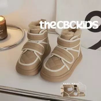 Rhombus bread children s snow boots autumn and winter new boys and girls high-top Velcro 26