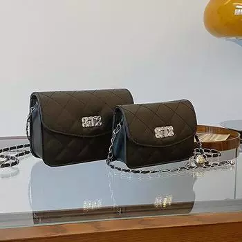 Сумка-цепочка с ромбом женская 2024 новая сумка-мессенджер модная нишевая летняя сумка-мессенджер в стиле знаменитостей из Интернета маленькая квадратная сумка через плечо Small белый