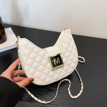 Rhombus chain bag women s 2025 trendy personality texture fashion shoulder messenger bag underarm bag чёрный