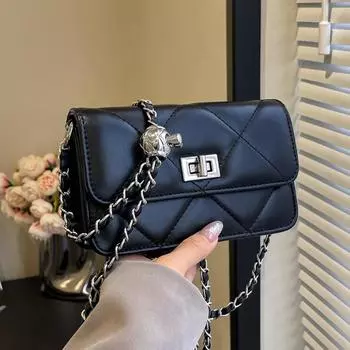 Сумка-мессенджер с ромбической цепочкой, женская сумка-мессенджер, повседневная, модная, маленькая квадратная сумка через плечо