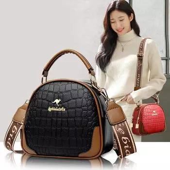 Rhombus Embroidery Thread Premium Texture Portable Storage Bag Fashion Shoulder Messenger Bag красный