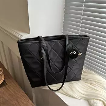 Rhombus embroidery thread simple texture tote bag armpit bag 2024 new fashionable large-capacity commuter shoulder bag