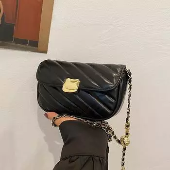 Rhombus embroidery thread women s bag 2024 summer new fashion chain versatile shoulder bag saddle bag textured messenger bag белый