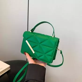 Rhombus handbag women s 2024 spring new fashion retro embossed chain small square bag women s shoulder messenger bag чёрный