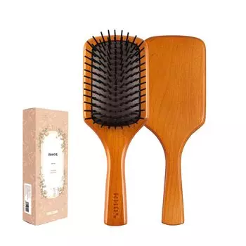 RHOS Hair Paddle Hair Quality Scalp Сухое и влажное использование Настоящее время Щетка, Щетка, Деревянная, Улучшение, Уход, Расческа, Антистатическая, Гладкая, Расческа, Женская, Мужская,