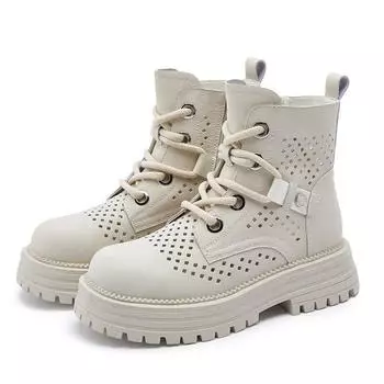 Ботинки из ревеня Ботинки Martin Кожаные женские ботинки Короткие ботинки в винтажном стиле 34 бежевый