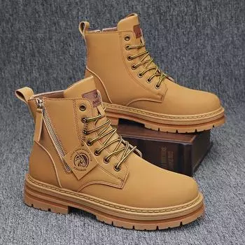 Rhubarb boots new autumn and winter British style high-top boots cotton tooling short boots fluff zipper Martin boots men 39