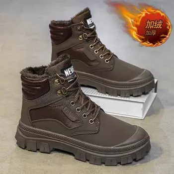 Rhubarb Martin boots men s 2025 new winter velvet warm high-top men s shoes outdoor sports non-slip tooling boots 38 хаки