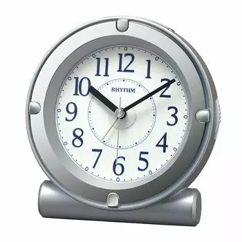 RHYTHM Alarm Clock Analog Electronic Sound Alarm Continuous Second Hand with Light Silver 8RE679SR19 12.4x12x7.5cm