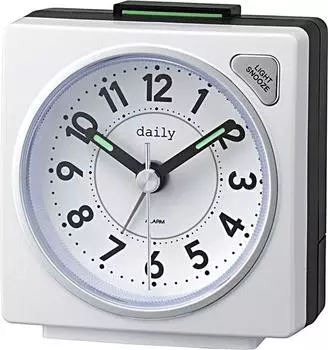RHYTHM Alarm Clock Analog Small Cute Continuous Second Hand with Light Colorful Clock White DAILY RA27 8REA27DN03