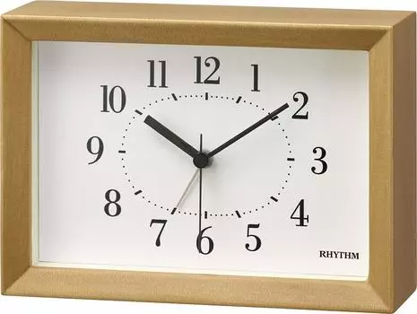 RHYTHM Alarm Clock Continuous Second Hand A6 Size Interior Clock Wooden Frame Brown RHYTHM PLUS 8RE676SR06 10.5x14.8x5.2cm