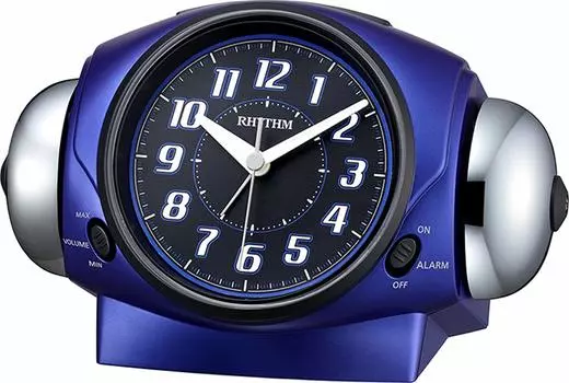 RHYTHM Alarm Clock Continuous Second Hand Loud Bell Sound Alarm Blue 8RA646SR04 12.1x18.5x10.6cm