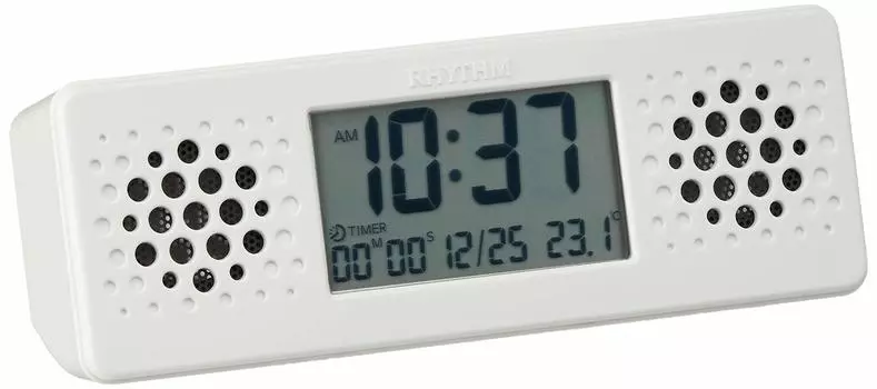 RHYTHM Alarm Clock Digital Waterproof Aquaproof Music Bluetooth Music Playback Useful in the Bath with Timer Function White RHYTHM 8RDA73RH03