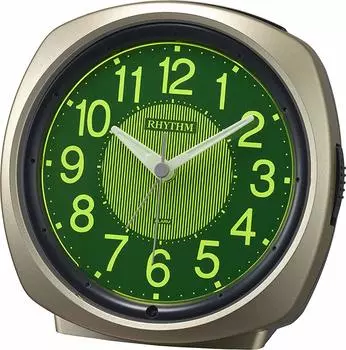 RHYTHM Alarm Clock Electronic Sound Alarm Continuous Second Hand Dark Automatic Lighting Light Gold 8RE673SR18 13x12.8x7.3cm