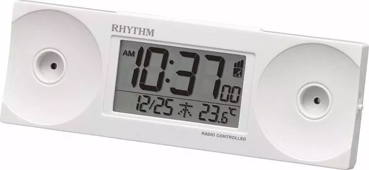 RHYTHM Alarm Clock Loud Volume Radio Wave Digital Fit Wave Battle 100 Temperature Day of the Week Calendar White RHYTHM 8RZ192SR03