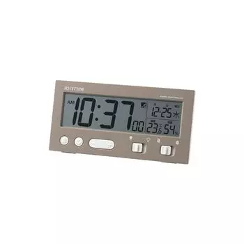 RHYTHM Alarm Clock Radio Clock Electronic Sound Alarm Automatic Light Light Thermometer Hygrometer Calendar Brown x x cm Fit Wave D237 8RZ237SR06