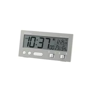 RHYTHM Alarm Clock Radio Clock Electronic Sound Alarm Automatic Light Light Thermometer Hygrometer Calendar Gray x x cm Fit Wave D237 8RZ237SR08
