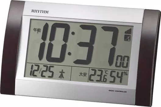 RHYTHM Alarm Clock Radio Digital Fit Wave D169 Rokuyo Calendar Included Brown RHYTHM 8RZ169SR23 Stand/Hang Temperature/Humidity коричневый