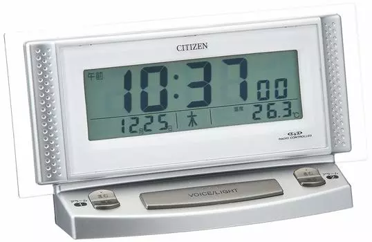 RHYTHM Citizen Alarm Clock Radio Clock Voice Alarm Silver CITIZEN Pal Digit Voice 2 8RZ102-019 серебряный