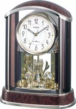 RHYTHM Citizen Table Clock Radio Clock Analog Pal Amor R658N Crystal Decoration Brown Grain CITIZEN (Wood Finish) 29.5x22.8x13.4cm 4RY658-N23