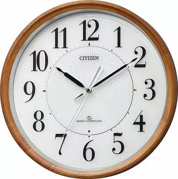 RHYTHM Citizen Wall Clock Wide Reception Radio Clock Silent Step Second Hand Brown 34.8x5.9cm 4MY860-006
