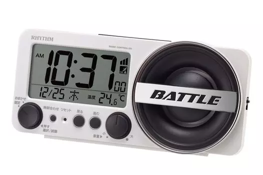RHYTHM Loud Alarm Clock Radio Clock Patterns Electronic Sound Alarm with Backlight Digital White x x Wave Battle 8RZ230SR03 1,000 8.5 18.4 5.8cm Fit