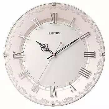 RHYTHM Wall Clock Radio Clock Analog Continuous Second Hand Interior Decorative Glass Western Style Clock Pink 8MY538SR13 33x4.9cm