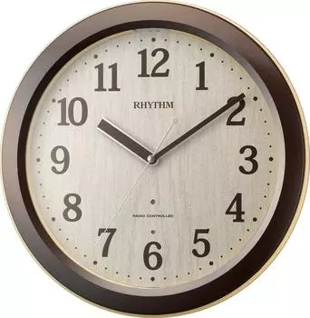 RHYTHM Настенные часы Радиочасы Аналоговые Темная подсветка Автоматическая подсветка Коричневое зерно Чистый свет M33 4MYA33SR06 (Деревянная отделка) коричневый