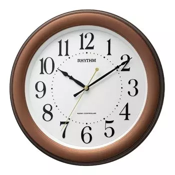Настенные радиочасы RHYTHM, тихие, с непрерывной секундной стрелкой, коричневые 8MY563SR06, коричневые 31,4x4,8 см коричневый