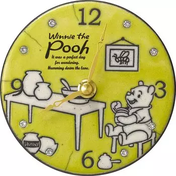 RHYTHM Wall Clock Winnie the Pooh Italian Ceramic Frame Route Limited Model ZC942MC33 13x3.5cm Disney/Zaccarella
