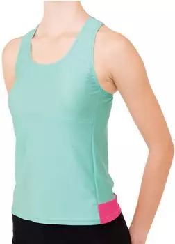 Rhythmic Gymnastics Practice Wear Y Back Top Cup Mint Green x Fluorescent Pink JL 7048 [Sasaki] (Loose Fit/With Pocket) (MIGKEP)