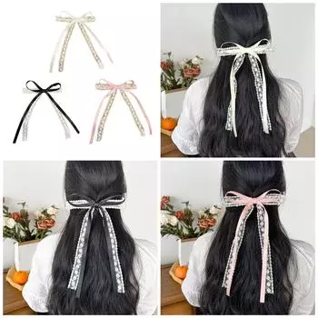 Бант из ленты, элегантный стиль 2000-х годов, заколка-бант, заколка для волос, милый бант для девочек, большой бант в стиле феи, балетный кор чёрный