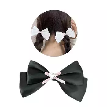 Заколка для волос с бантом из ленты в стиле 2000-х годов, боковой зажим, бант, готический бант, большой бант, балетки, большой размер белый