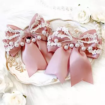 Ribbon Clip Set of 2 Lolita Yume Kawaii Gothic Lolita Hair Clip Hairpin Hair Accessory Pink vol.5 [Item] розовый
