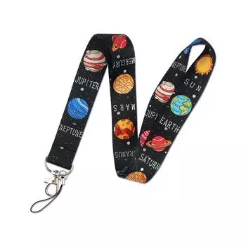 Ribbon Earth Sun Moon Neck Straps Solar System Lanyards Planet Phone Ribbon Saturn Venus Art Print B