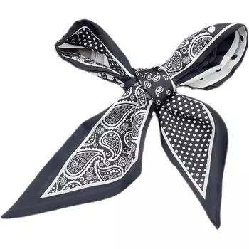 Ribbon Scarf Headband Thin Long Scarves Fashion Polka Dot Scarf Outdoor чёрный