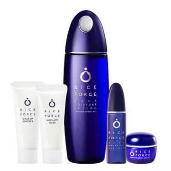 Rice Force Deep Moisture Lotion Специальный набор Мини-эссенция Мини-крем Мини-очищающее средство Мини-средство для умывания Sankyo Healthcare Direct New [Отбеливающий лосьон]