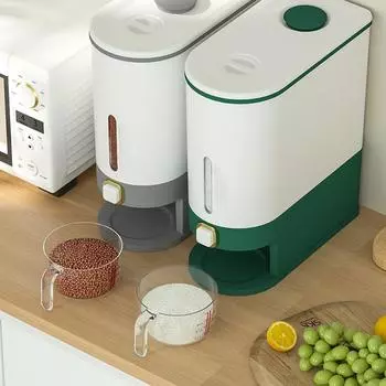 Герметичный резервуар для хранения риса с мерным стаканом, прочный контейнер большой емкости для зерна и орехов 6L