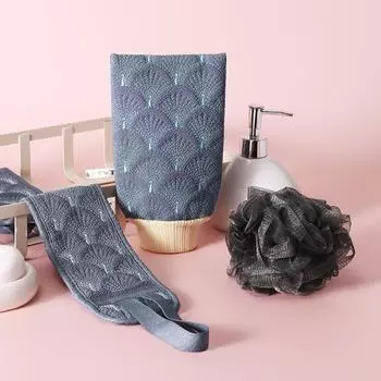 Rich Bubbles Coarse Sand Bath Towel Fish Scale Design Foam Bath Ball Set New Back Scrubber