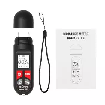 RICHMETERS RM031 Тестер влажности древесины Многофункциональный тестер влажности с двойной иглой для измерения влажности древесины чёрный