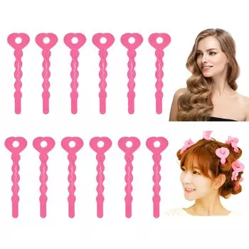 RICISUNG губка для завивки волос ручная завивка волос безвредна для не нагрева легко сделать завивку волос своими руками [набор 12] бигуди, бигуди, бигуди, бигуди, бигуди, волосы, розовый