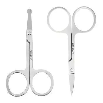 RICISUNG Нос Волосы Нос Волосы Брови Макияж Бровей Нержавеющая Круглая Макияж Нос Борода Лицо Нежелательные Уши Набор из 2 Ножниц, Триммер, Ножницы,