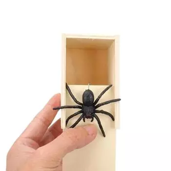 Rick Spider Funny Scare Box Wooden Hidden Box Creative Prank Toys Fun Games Pranks Horror Box Insect Threats Wooden Box Gifts