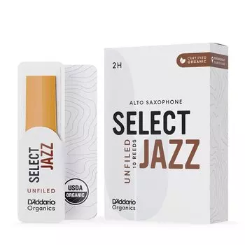 Rico D Addario WoodWinds D Addario Трость для альт-саксофона Сертифицировано по органическому стандарту USDA SELECT JAZZ UNFILED ORRS10ASX2H [Твердость: 2H] Упаковка из 10 шт. []