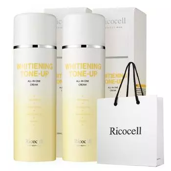 Ricocell Perfect Men Whitening Tone Up + Whitening All-in-One Cream 150 мл 1+1 / Пакет для покупок, 1 шт.