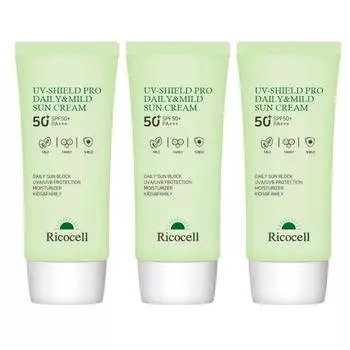 Ricocell UV Shield Pro Ежедневный и мягкий солнцезащитный крем SPF50+ PA+++, 70 мл, 3 шт.