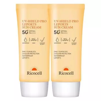 Ricocell UV Shield Pro Waterproof Leisure Sports Sun Cream SPF50+ PA++++, 70ml, 2 units