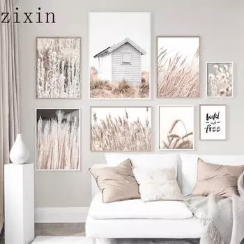 Рид, цветок пшеницы, растение, природа, пейзаж, настенная картина, пейзажная живопись на холсте, современные скандинавские минималистичные постеры, живопись 21*30cm